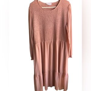 Mad about style x Jilly Box pink peasant smocked tiered dress pink 3X